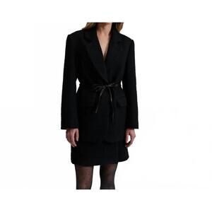 NEW ELODIE women's drawstring boucle blazer in black